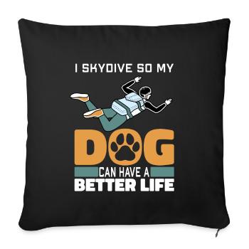 Chien parachutiste parachutiste - Housse de coussin décorative 45 x 45 cm - noir - Devant