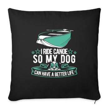 Canoë Canoéiste Chien - Housse de coussin décorative 45 x 45 cm - noir - Devant