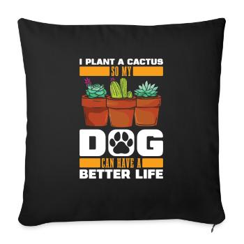 Cactus Garden Dog - Housse de coussin décorative 45 x 45 cm - noir - Devant