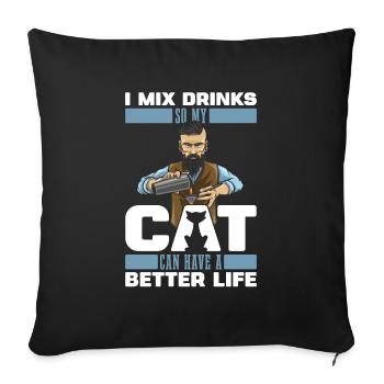 Bartender Bartender Cat Bartender - Sofa pillowcase 17,3'' x 17,3'' (45 x 45 cm) - black - Front