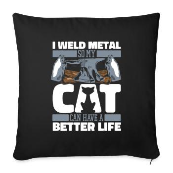 Forgeron Métallurgiste Chat - Housse de coussin décorative 45 x 45 cm - noir - Devant