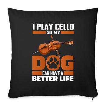 Cello Cellist Dog - Sofa pillowcase 17,3'' x 17,3'' (45 x 45 cm) - black - Front