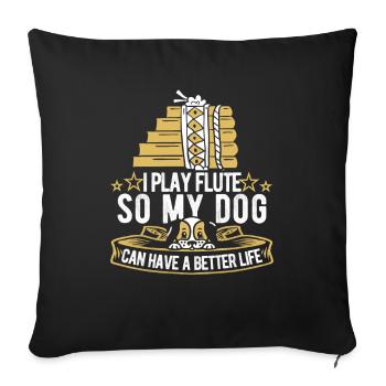 Chien flûtiste flûtiste - Housse de coussin décorative 45 x 45 cm - noir - Devant