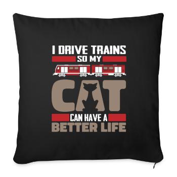 Train Driver Train Driver Cat - Sofa pillowcase 17,3'' x 17,3'' (45 x 45 cm) - black - Front