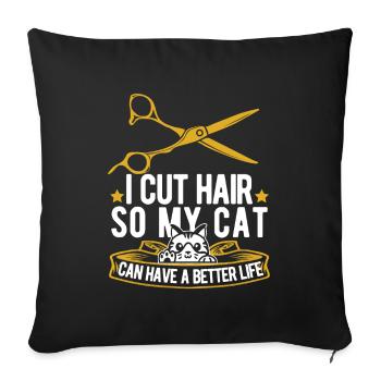 Barber Barbershop Cat - Sofa pillowcase 17,3'' x 17,3'' (45 x 45 cm) - black - Front