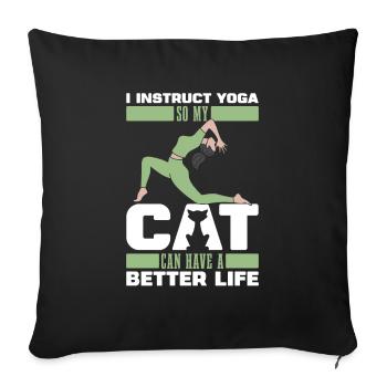 Yoga Teacher Yoga Instructor Cat - Sofa pillowcase 17,3'' x 17,3'' (45 x 45 cm) - black - Front
