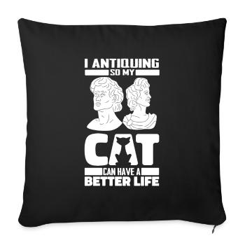 Antiques Antique Dealer Cat - Sofa pillowcase 17,3'' x 17,3'' (45 x 45 cm) - black - Front