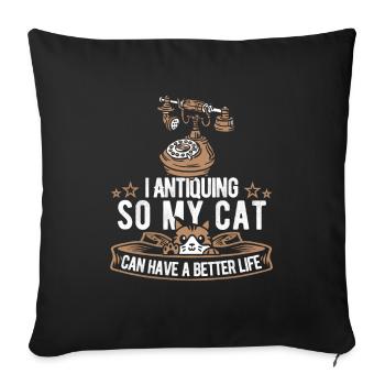 Antiques Antique Dealer Cat - Sofa pillowcase 17,3'' x 17,3'' (45 x 45 cm) - black - Front