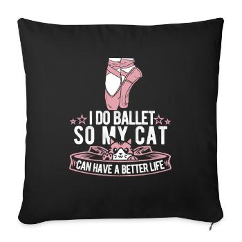 Ballet Balerina Chat - Housse de coussin décorative 45 x 45 cm - noir - Devant