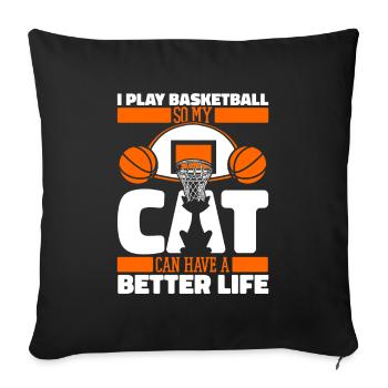 Basketball Basketball Cat - Sofa pillowcase 17,3'' x 17,3'' (45 x 45 cm) - black - Front