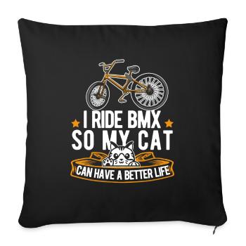 Bmx Bmx Biker Cat - Sofa pillowcase 17,3'' x 17,3'' (45 x 45 cm) - black - Front