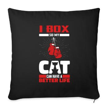 Boxen Boxer Katze - Sofakissenbezug 45 x 45 cm - Schwarz - Vorne