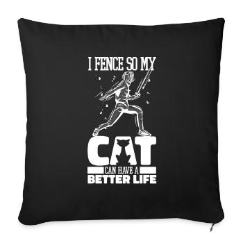 Fechten Fechter Katze - Sofakissenbezug 45 x 45 cm - Schwarz - Vorne