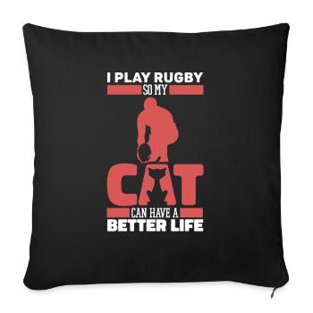 Rugby cat - Sofa pillowcase 17,3'' x 17,3'' (45 x 45 cm) - black - Front