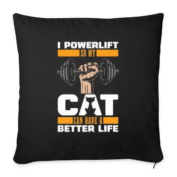 Dynamophilie Powerlifter Cat - Housse de coussin décorative 45 x 45 cm - noir - Devant