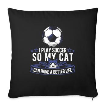 Football Footballer Cat - Sofa pillowcase 17,3'' x 17,3'' (45 x 45 cm) - black - Front