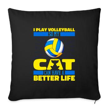 Volleyball Volleyball Player Cat - Housse de coussin décorative 45 x 45 cm - noir - Devant