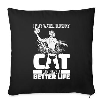 Water-polo Water Polo Chat - Housse de coussin décorative 45 x 45 cm - noir - Devant
