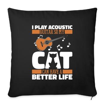 Acoustic Guitar Cat - Sofa pillowcase 17,3'' x 17,3'' (45 x 45 cm) - black - Front