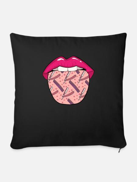 Barber Barbershop Lippen - Sofakissenbezug 45 x 45 cm - Schwarz