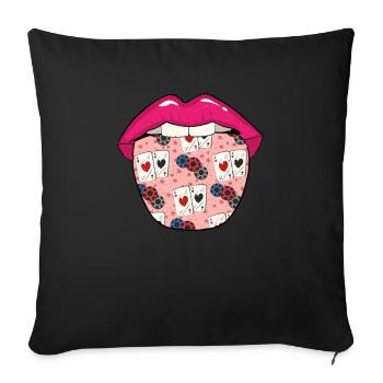 Poker Zunge - Sofakissenbezug 45 x 45 cm - Schwarz - Vorne