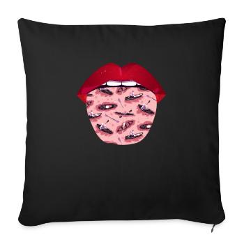 Canoë Canoë Langue de canoéiste - Housse de coussin décorative 45 x 45 cm - noir - Devant
