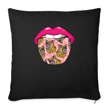 Schäferhund Zunge - Sofakissenbezug 45 x 45 cm - Schwarz - Vorne