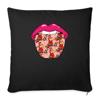 Parrot tongue - Sofa pillowcase 17,3'' x 17,3'' (45 x 45 cm) - black - Front