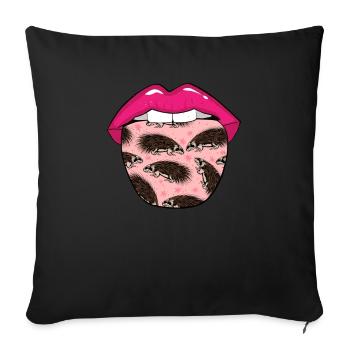 Stachelschwein Zunge - Sofakissenbezug 45 x 45 cm - Schwarz - Vorne