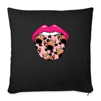 Langue de panda roux - Housse de coussin décorative 45 x 45 cm - noir - Devant