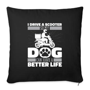 Motorroller Hund - Sofakissenbezug 45 x 45 cm - Schwarz - Vorne