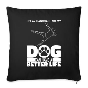 Handball Handball Chien - Housse de coussin décorative 45 x 45 cm - noir - Devant