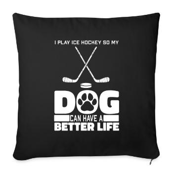 Chien de hockey sur glace - Housse de coussin décorative 45 x 45 cm - noir - Devant