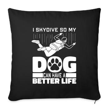 Chien parachutiste parachutiste - Housse de coussin décorative 45 x 45 cm - noir - Devant