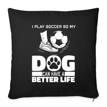 Football Footballeur Chien - Housse de coussin décorative 45 x 45 cm - noir - Devant