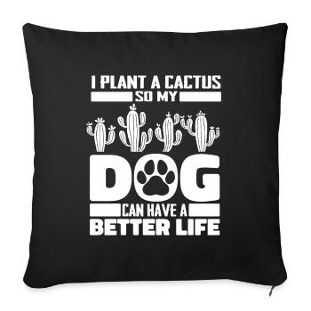 Cactus Garden Dog - Housse de coussin décorative 45 x 45 cm - noir - Devant