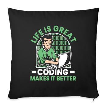 Développeur Coder Programmeur Drôle - Housse de coussin décorative 45 x 45 cm - noir - Devant