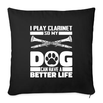 Clarinet Clarinetist Dog - Sofa pillowcase 17,3'' x 17,3'' (45 x 45 cm) - black - Front
