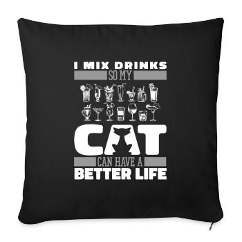 Barkeeper Bartender Katze - Sofakissenbezug 45 x 45 cm - Schwarz - Vorne