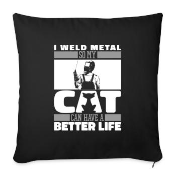Forgeron Métallurgiste Chat - Housse de coussin décorative 45 x 45 cm - noir - Devant