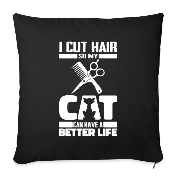 Barber Barbershop Cat - Sofa pillowcase 17,3'' x 17,3'' (45 x 45 cm) - black - Front