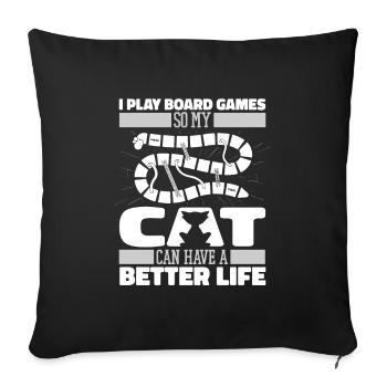 Jeu de société jeu de société chat - Housse de coussin décorative 45 x 45 cm - noir - Devant