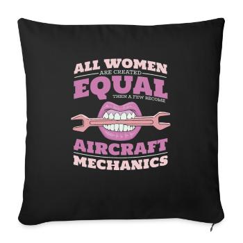 Airplane Mechanic Girl - Sofa pillowcase 17,3'' x 17,3'' (45 x 45 cm) - black - Front