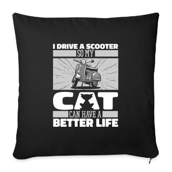 Scooter Cat - Housse de coussin décorative 45 x 45 cm - noir - Devant