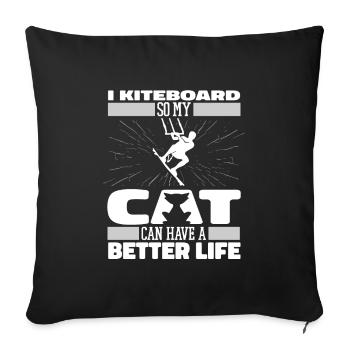 Kitesurfer Kitesurfing Kitesurfing Cat - Sofa pillowcase 17,3'' x 17,3'' (45 x 45 cm) - black - Front