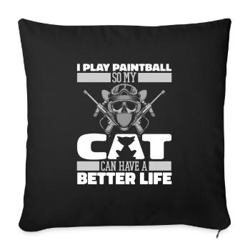 Paintball Cat - Sofa pillowcase 17,3'' x 17,3'' (45 x 45 cm) - black - Front