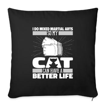 Mixed Martial Arts Katze - Sofakissenbezug 45 x 45 cm - Schwarz - Vorne