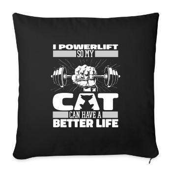 Dynamophilie Powerlifter Cat - Housse de coussin décorative 45 x 45 cm - noir - Devant
