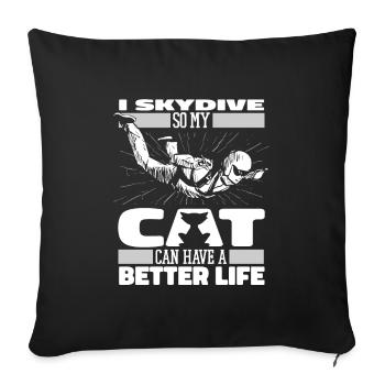 Chat parachutiste parachutiste - Housse de coussin décorative 45 x 45 cm - noir - Devant