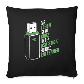 Entwickler Coder Programmierer USB - Sofakissenbezug 45 x 45 cm - Schwarz - Vorne